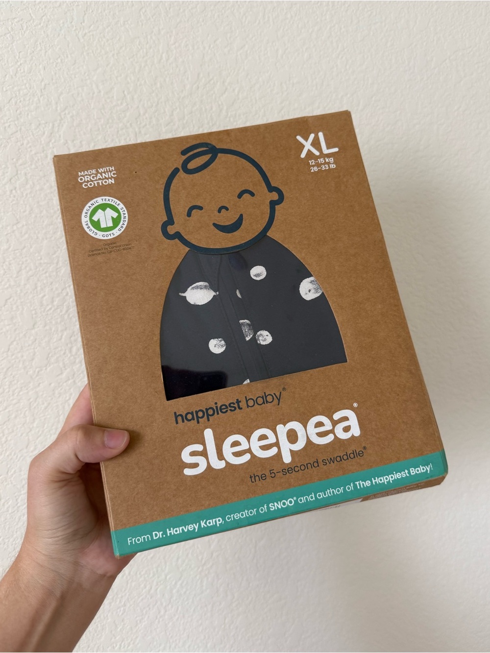 Happiest Baby Sleepea Navy Whire Polka Dot Swaddle - XL